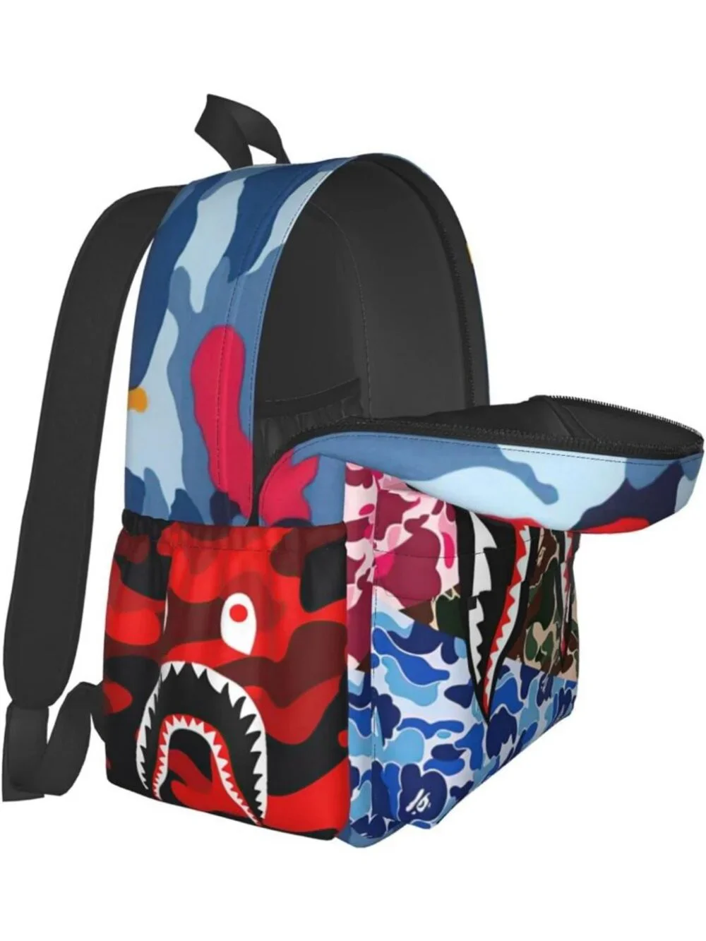 Trendy Shark Teeth Camo Backpack - Large Capacity Travel Laptop Daypack for All